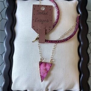 Pink Druzy Pendant Necklace